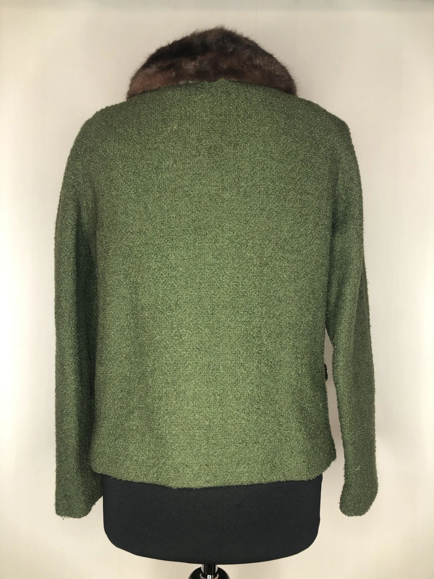 1950s Coney Fur Collar Wool Jacket - Size UK 12
