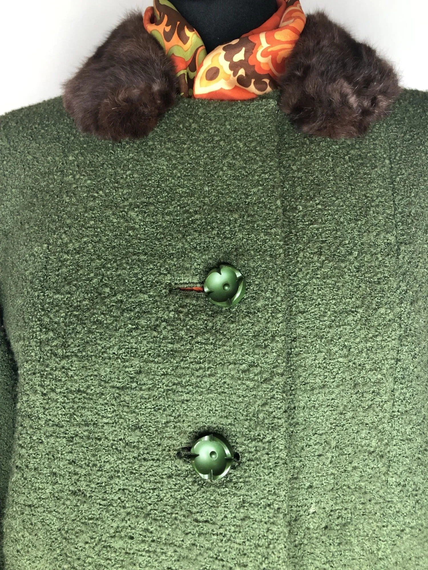 1950s Coney Fur Collar Wool Jacket - Size UK 12