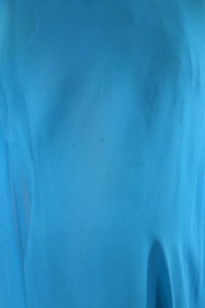 1960s Vintage Chiffon Party Dress / Turquoise Blue