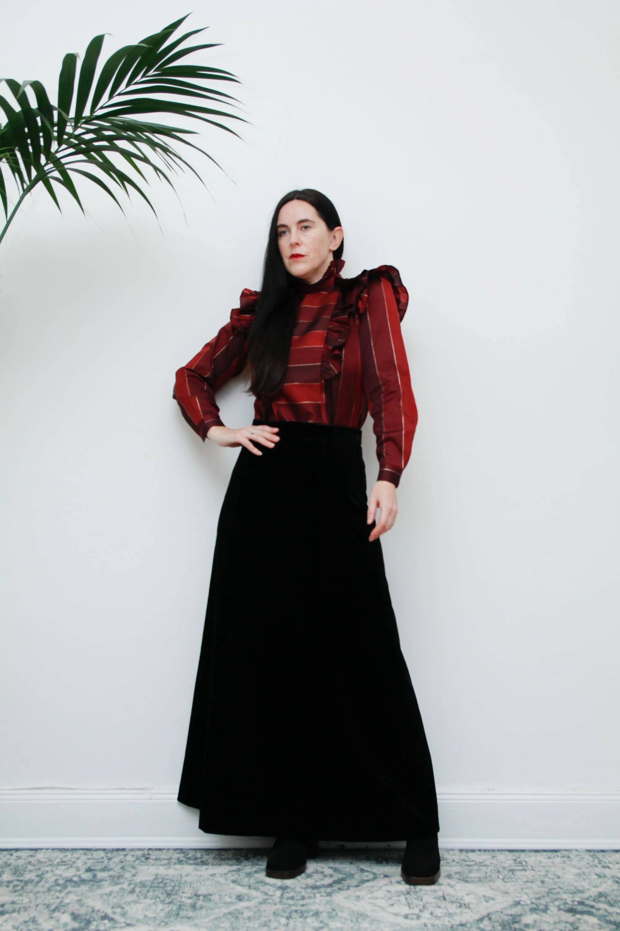 1970's Prairie Tartan Plaid Victorian Blouse