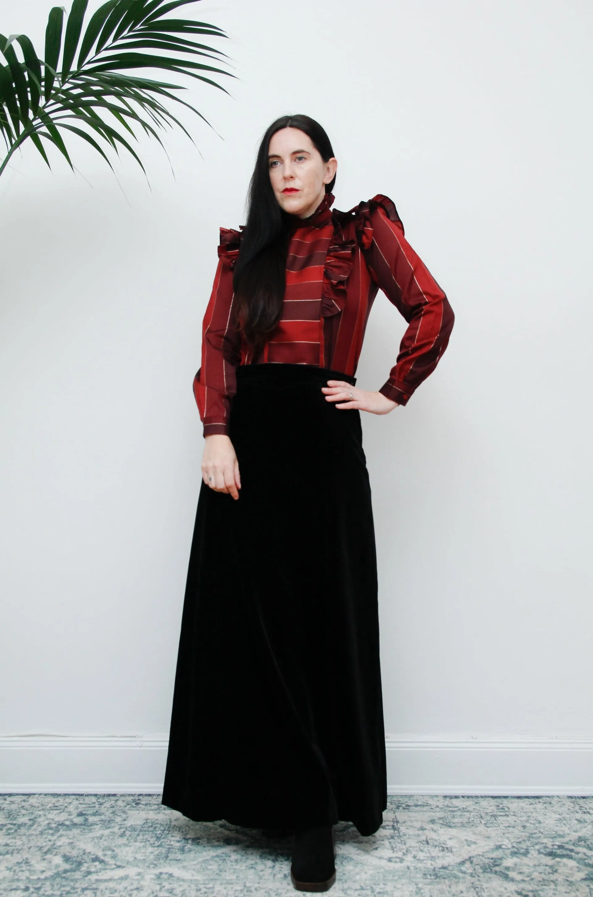 1970's Prairie Tartan Plaid Victorian Blouse