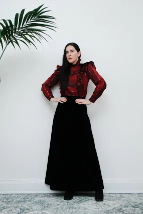 1970's Prairie Tartan Plaid Victorian Blouse