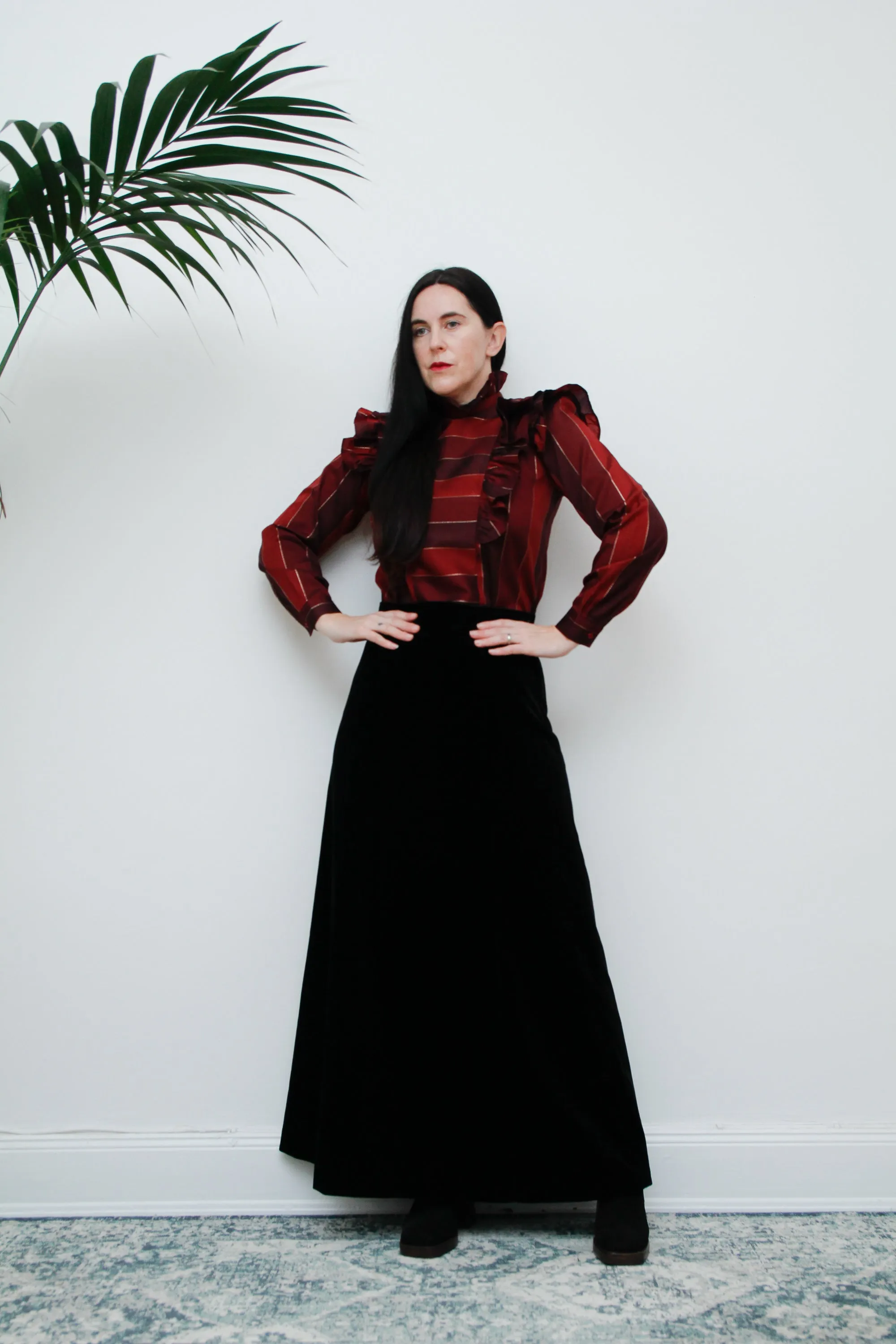 1970's Prairie Tartan Plaid Victorian Blouse