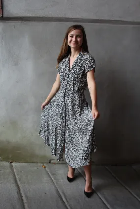 90s 100% Silk Floral Dress - S