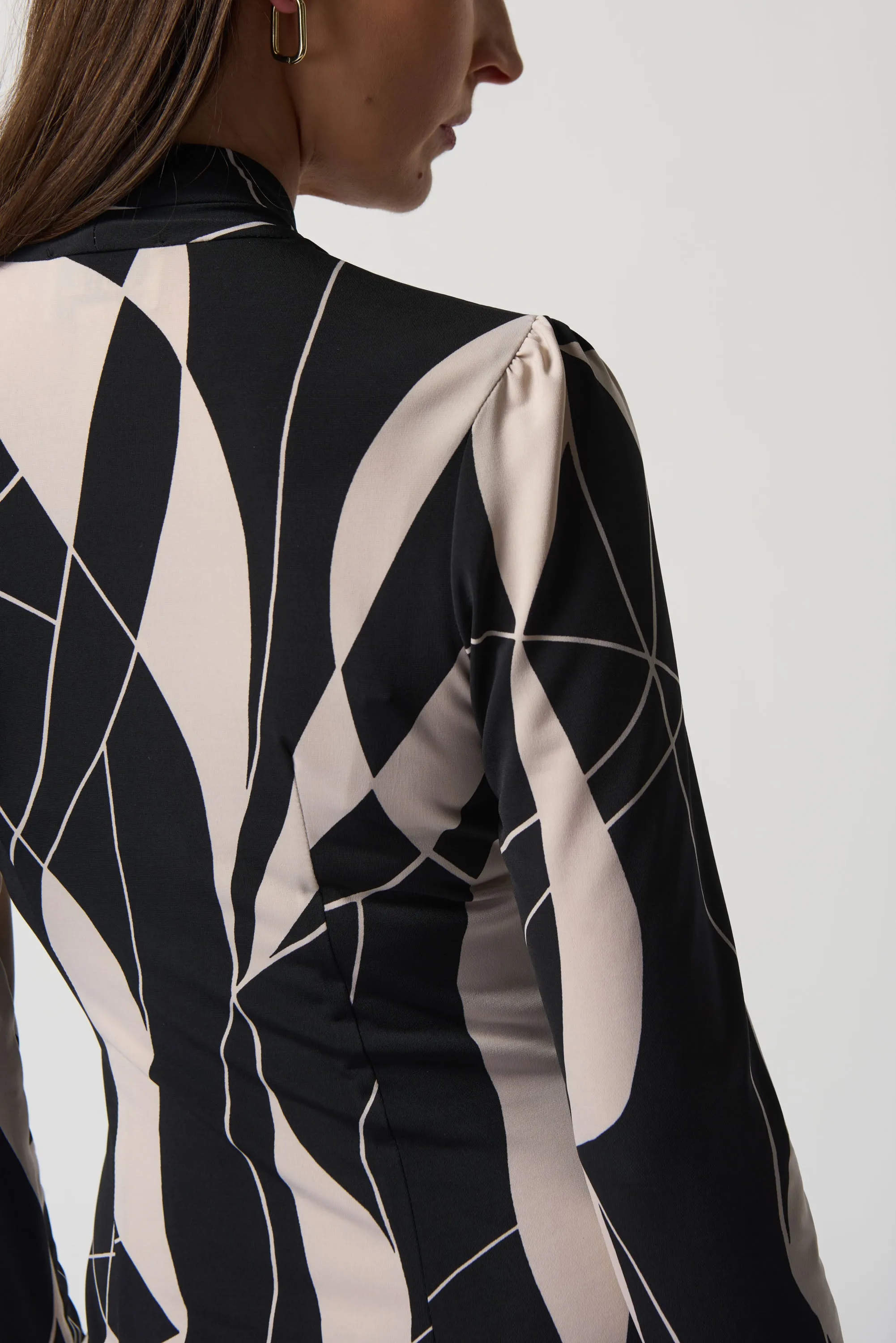 Abstract Print Wrap Dress