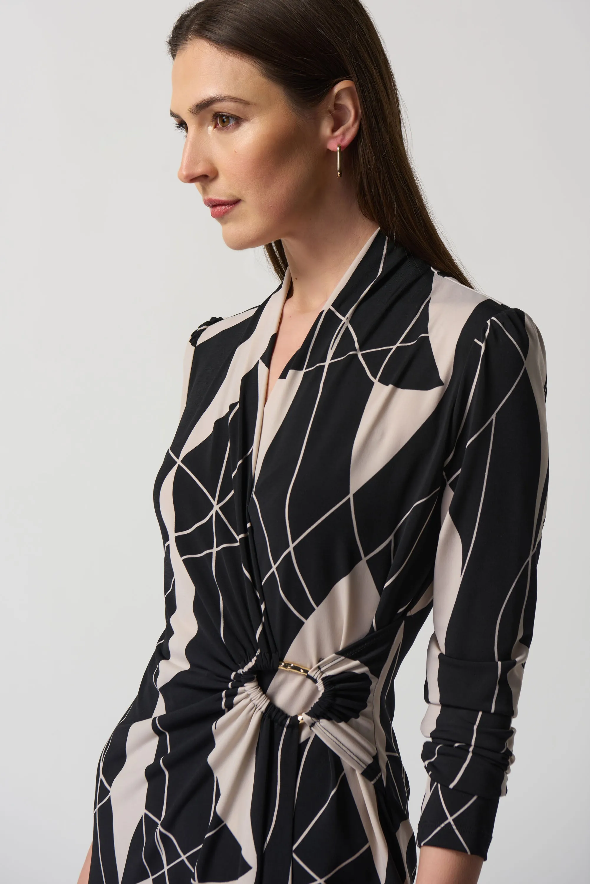 Abstract Print Wrap Dress