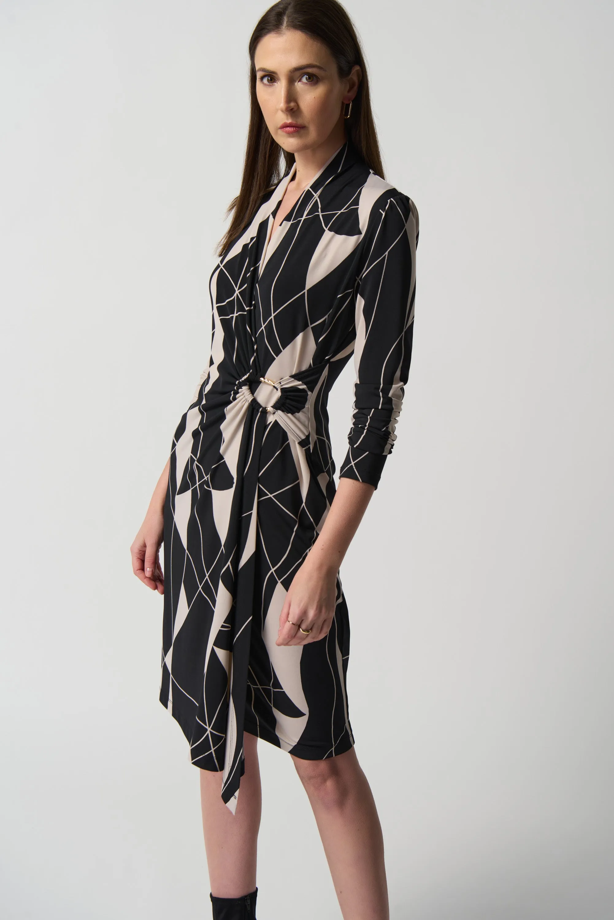 Abstract Print Wrap Dress