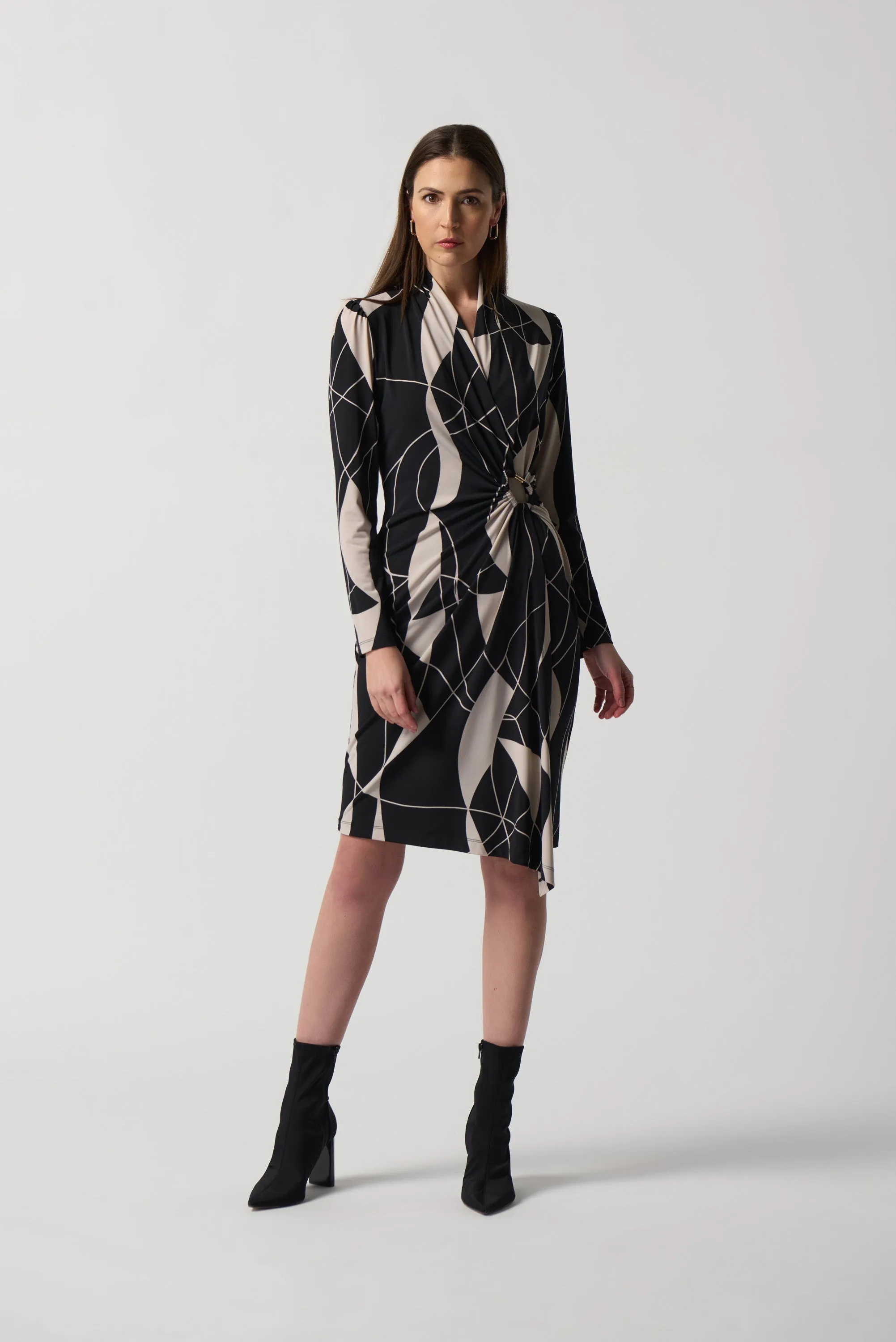 Abstract Print Wrap Dress