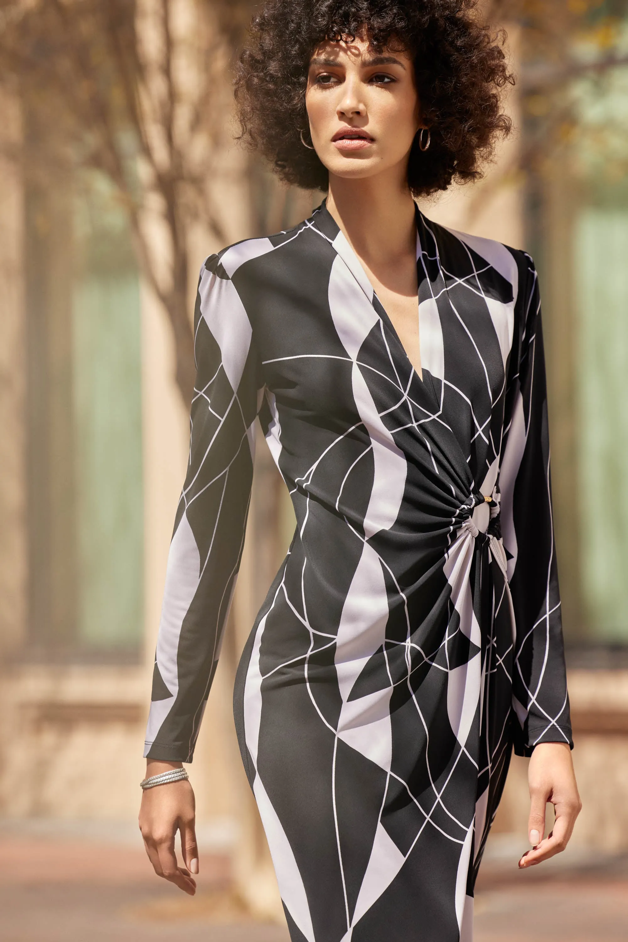 Abstract Print Wrap Dress