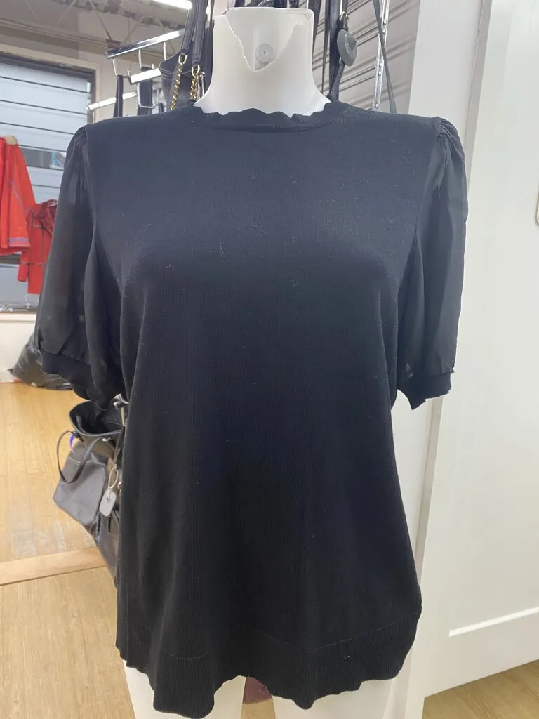 Adrianna Papell sheer sleeve knit top NWT L
