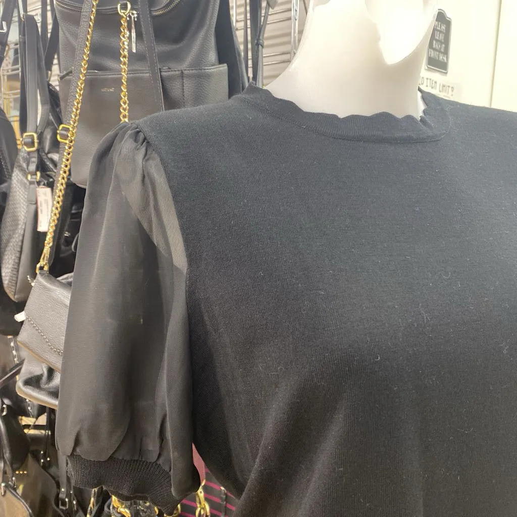 Adrianna Papell sheer sleeve knit top NWT L