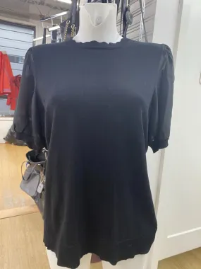 Adrianna Papell sheer sleeve knit top NWT L