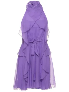 Alberta Ferretti   Draped silk chiffon mini halter dress 