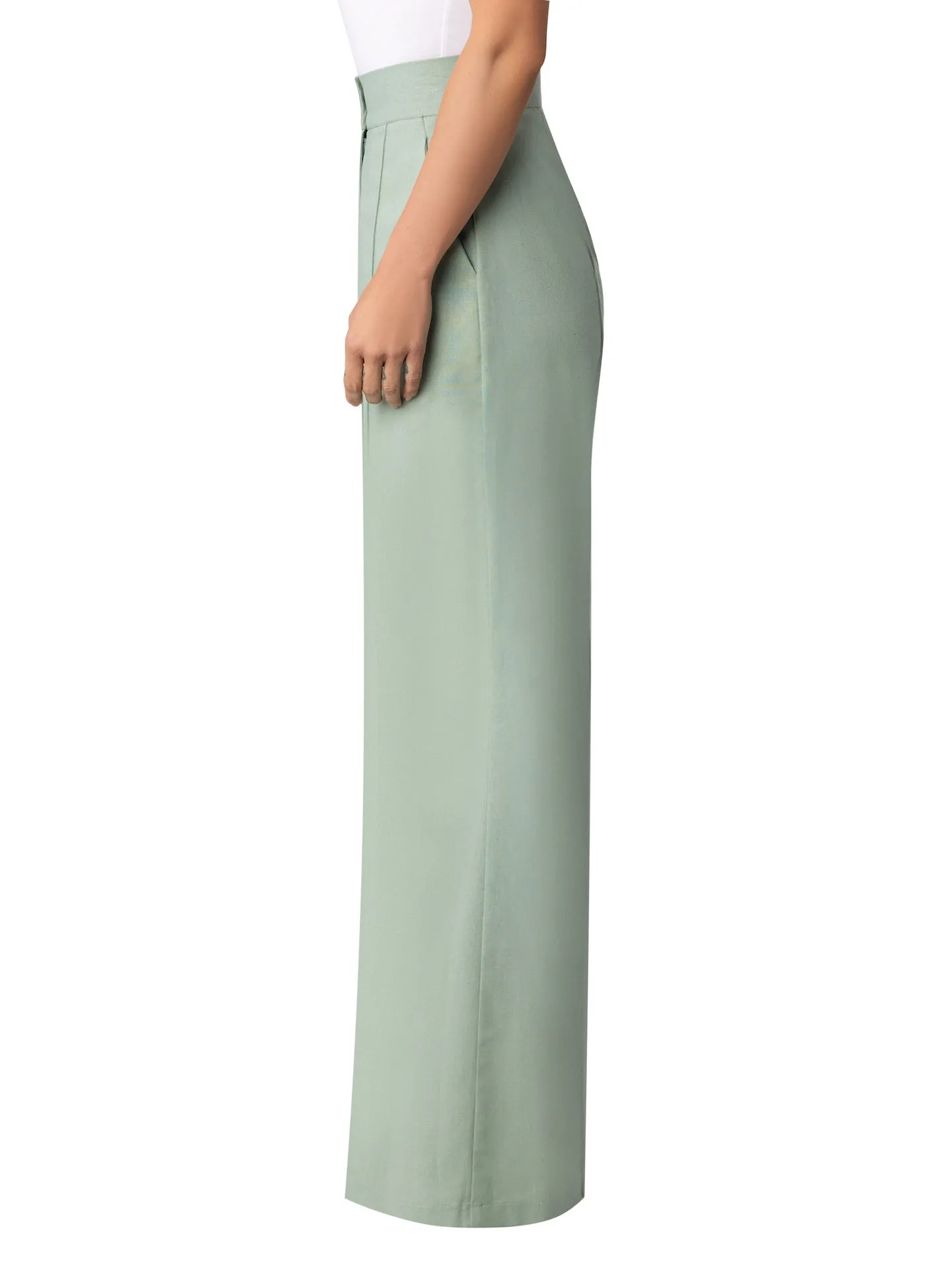 “Anise” Sage Pintucked Pants