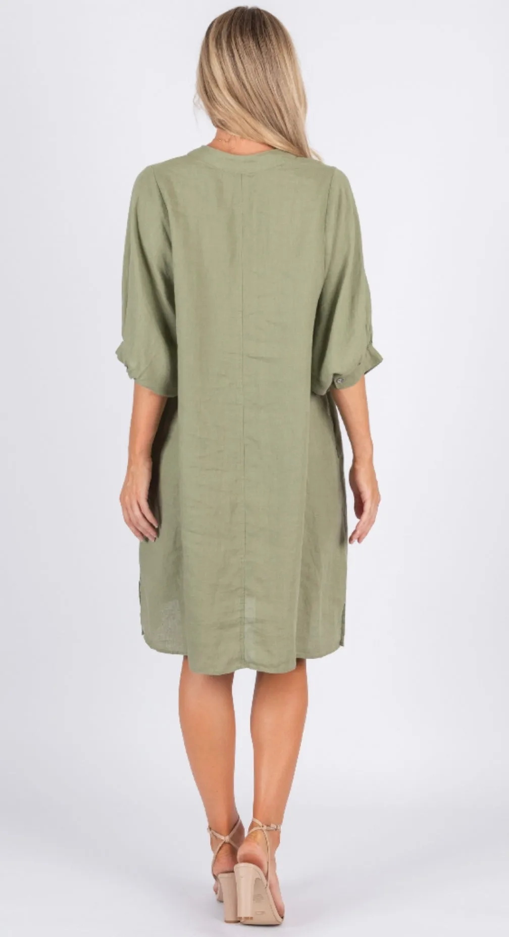 Annya Khaki Linen Dress