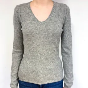 Ash Grey Cashmere V-Neck Jumper Extra Small
