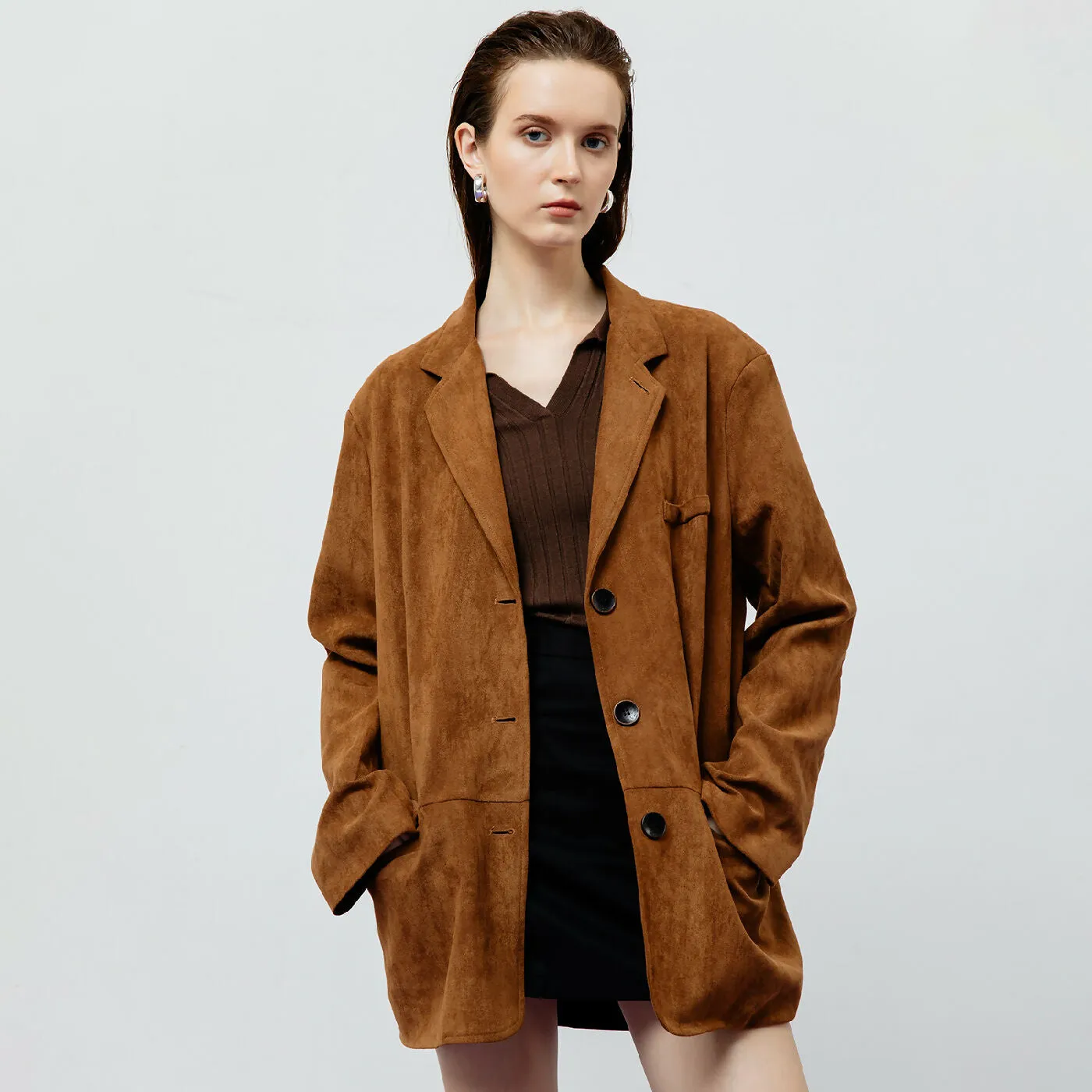 ATSTHELABEL VESPER BROWN RIBBED KNIT TOP