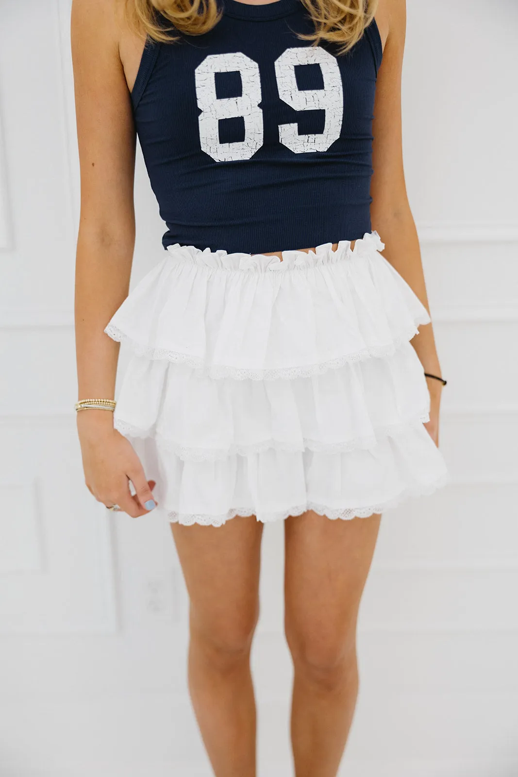 Attie Ruffle Skort - White