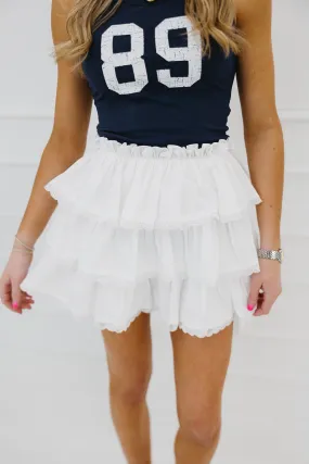 Attie Ruffle Skort - White