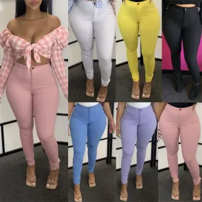Autumn Pants Women Skinny Pencil Pant Candy Color Leggings Push Up