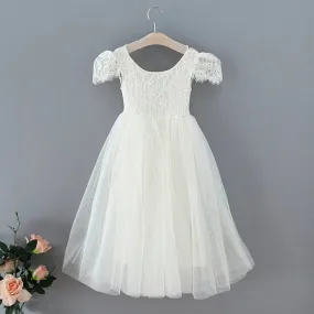 Baby Bohemian Flutter - Tea Length / Full Length Dress - White