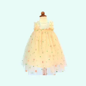 Baby Tulle Dress  | Light Yellow Tulle Dress | Daisies Tutu | Princess Outfit