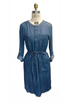 BANANA REPUBLIC chambray shirt dress self tie belt, S
