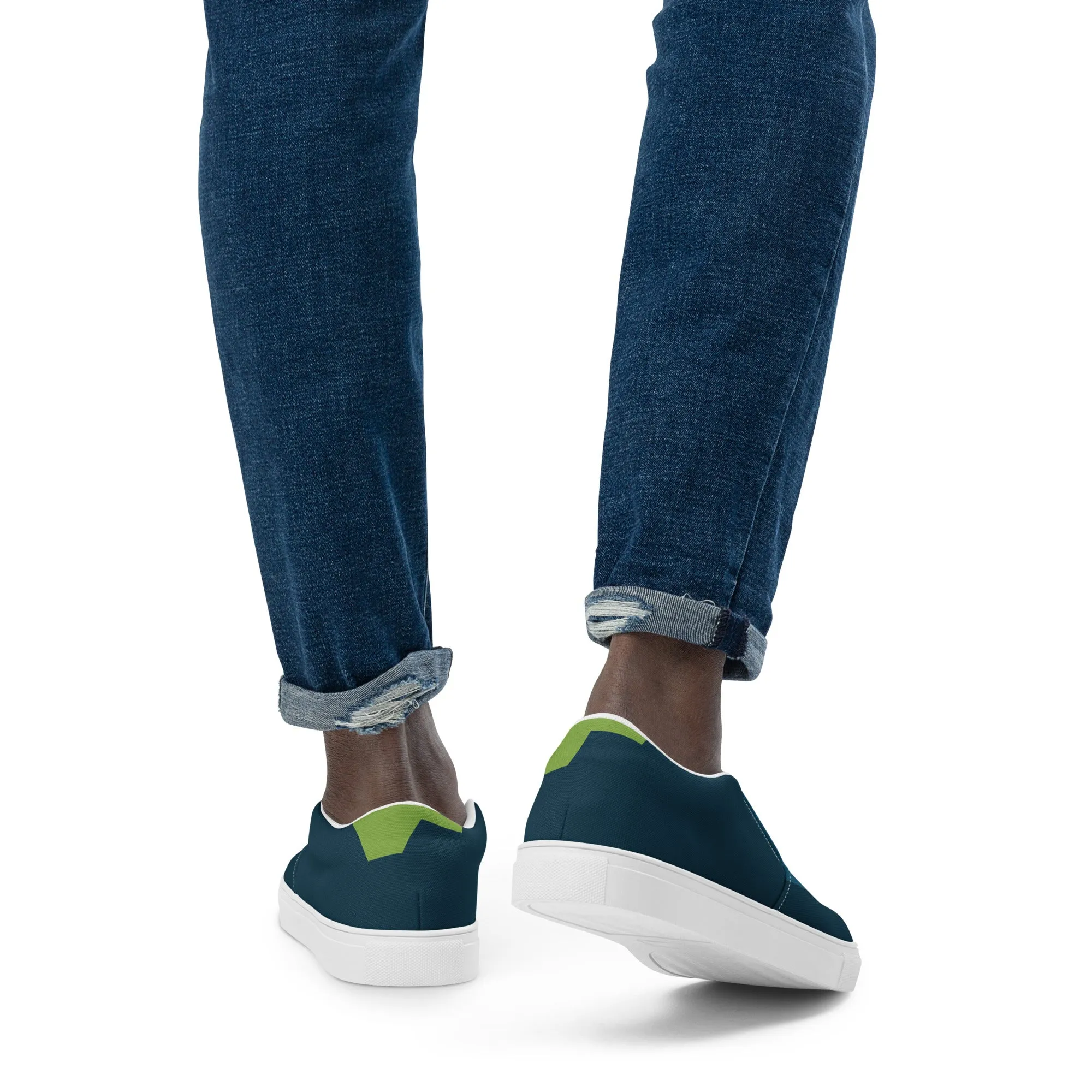 BE YOURSELF Men’s Slip-On Canvas Shoes (Lime Green, Blue)