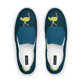 BE YOURSELF Men’s Slip-On Canvas Shoes (Lime Green, Blue)