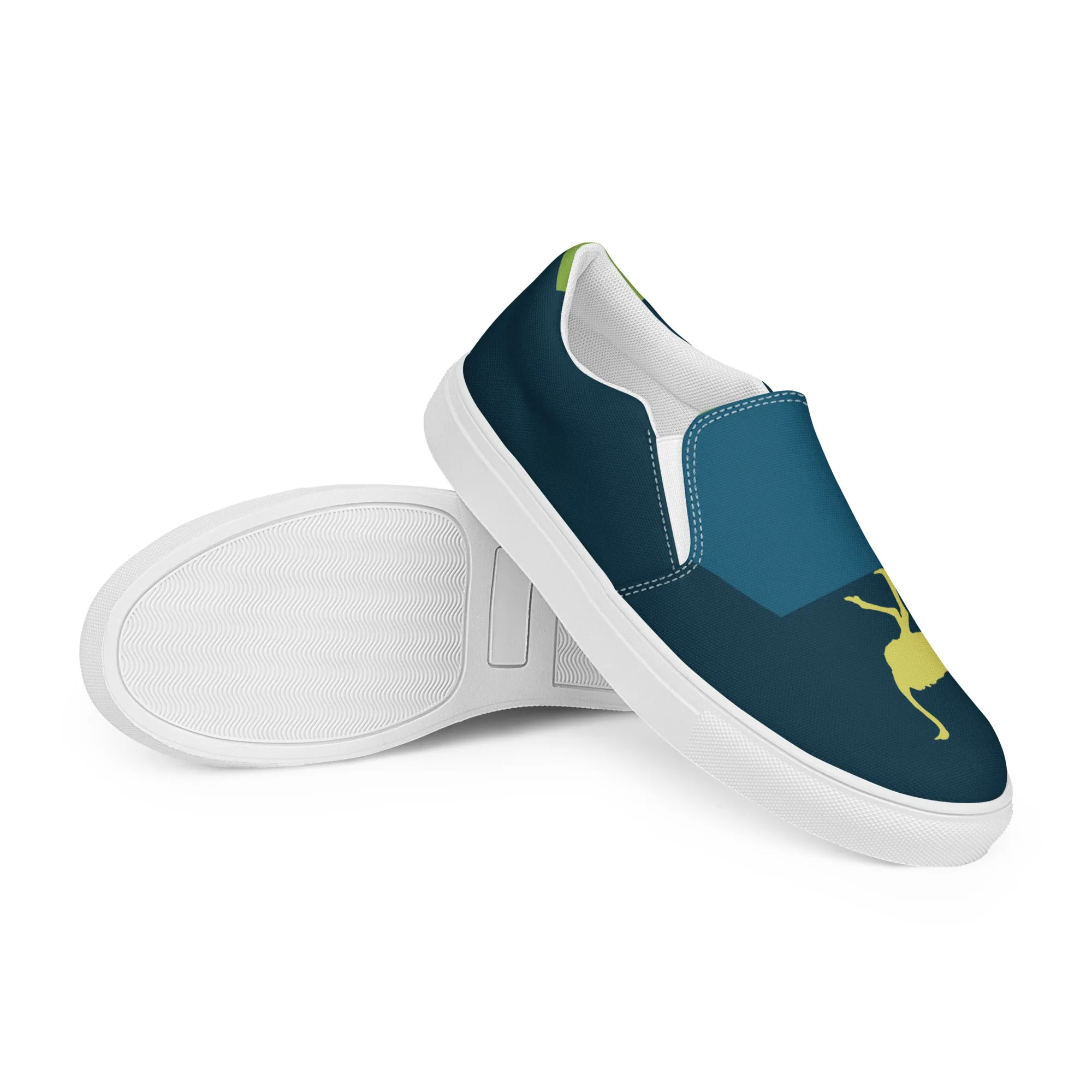 BE YOURSELF Men’s Slip-On Canvas Shoes (Lime Green, Blue)