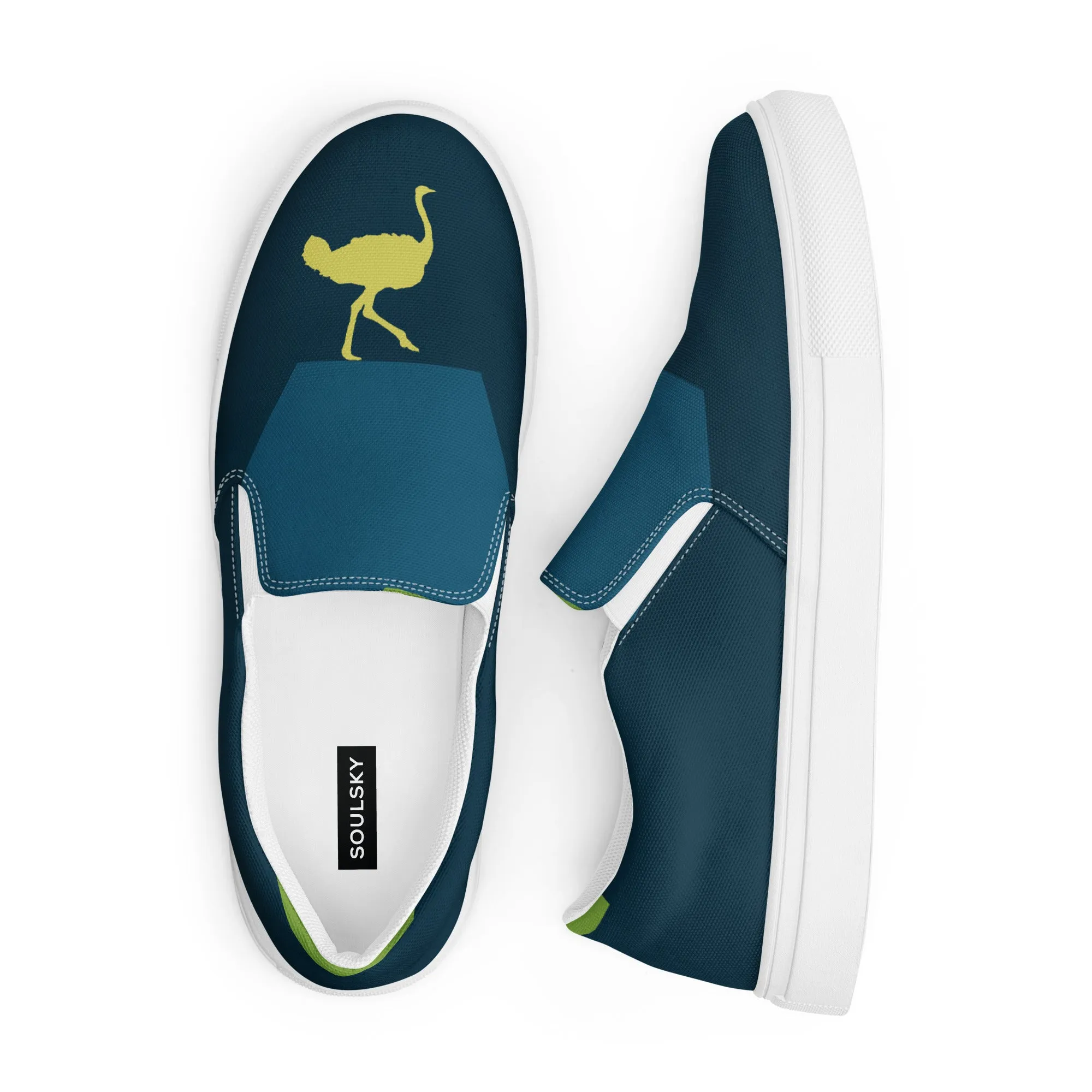 BE YOURSELF Men’s Slip-On Canvas Shoes (Lime Green, Blue)