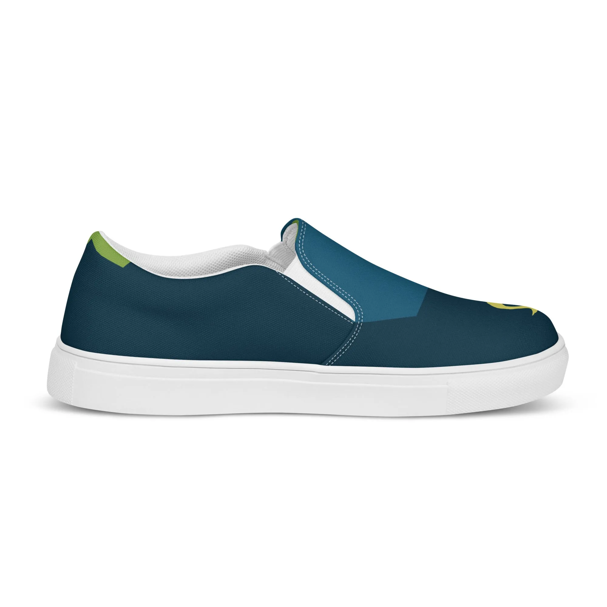 BE YOURSELF Men’s Slip-On Canvas Shoes (Lime Green, Blue)