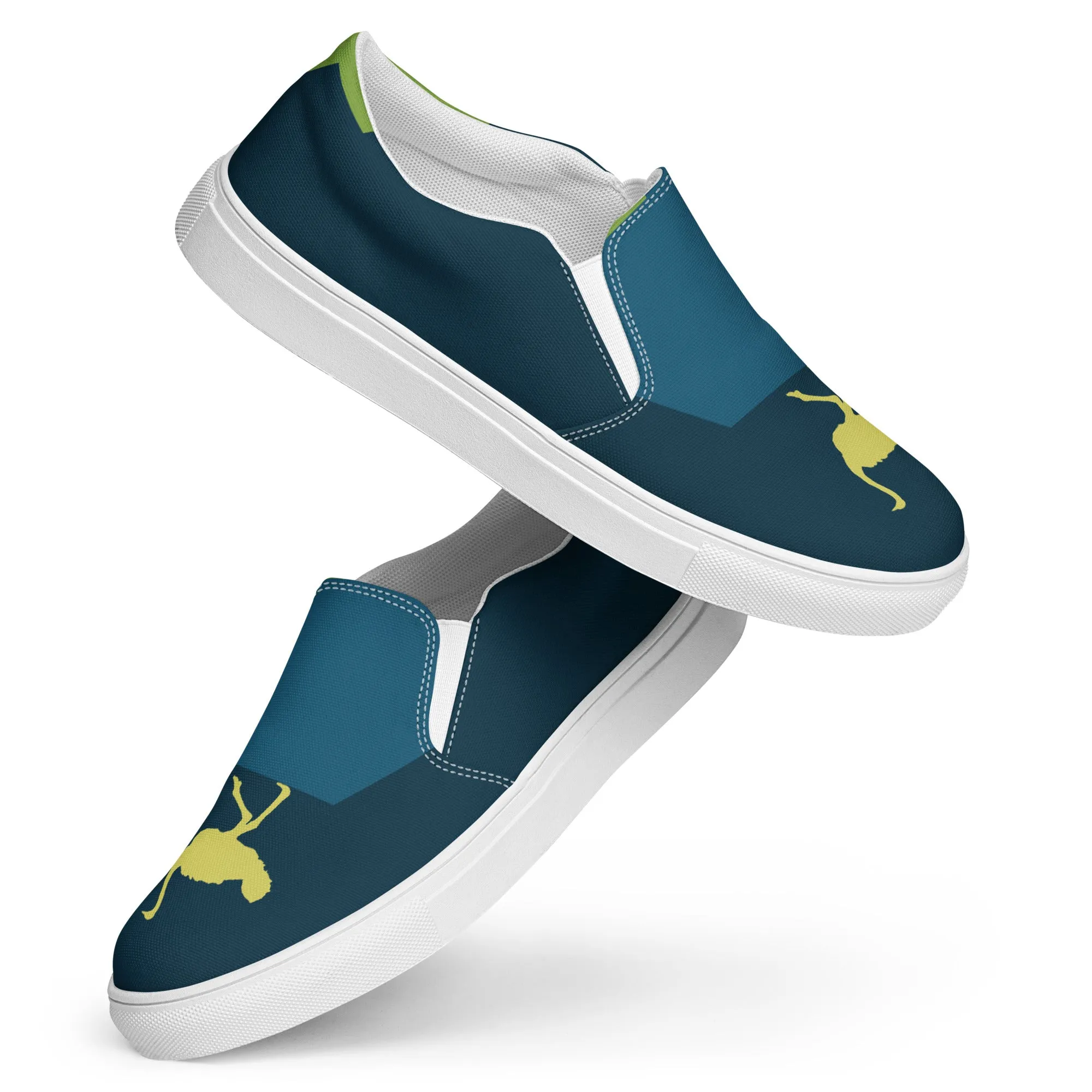 BE YOURSELF Men’s Slip-On Canvas Shoes (Lime Green, Blue)