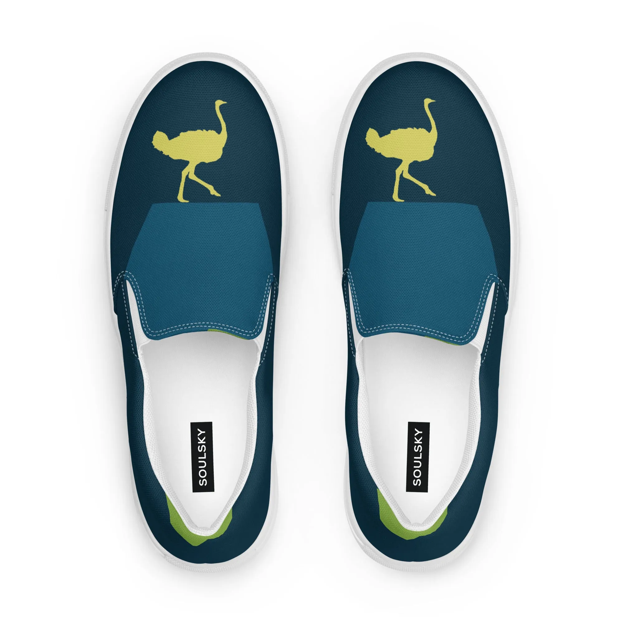 BE YOURSELF Men’s Slip-On Canvas Shoes (Lime Green, Blue)