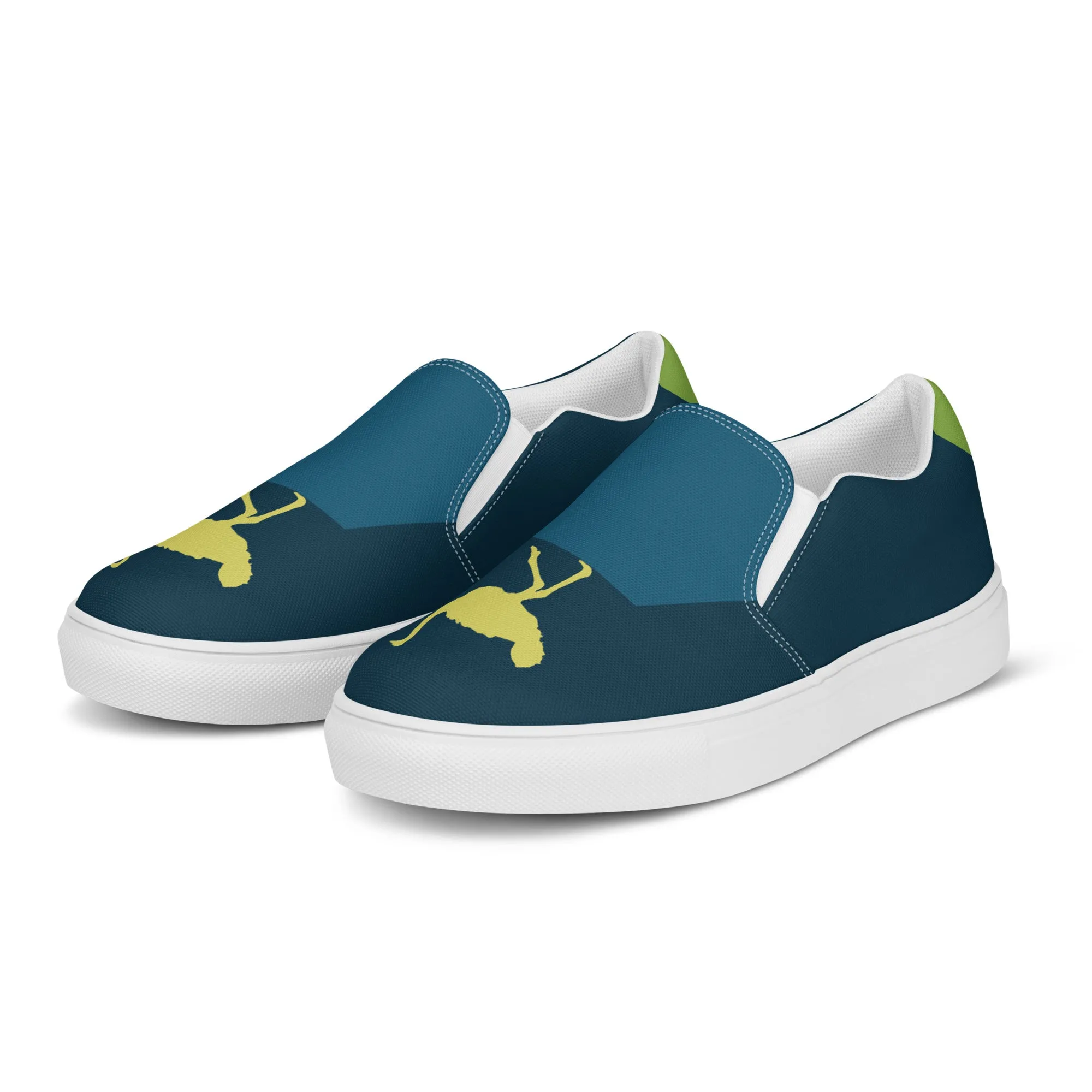 BE YOURSELF Men’s Slip-On Canvas Shoes (Lime Green, Blue)