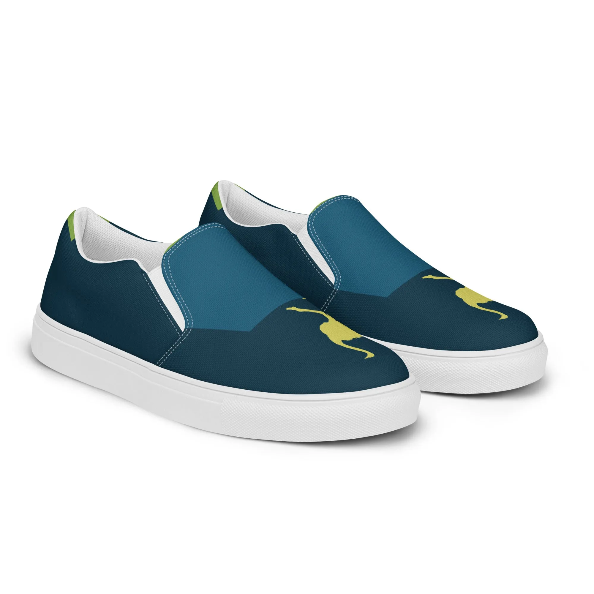 BE YOURSELF Men’s Slip-On Canvas Shoes (Lime Green, Blue)