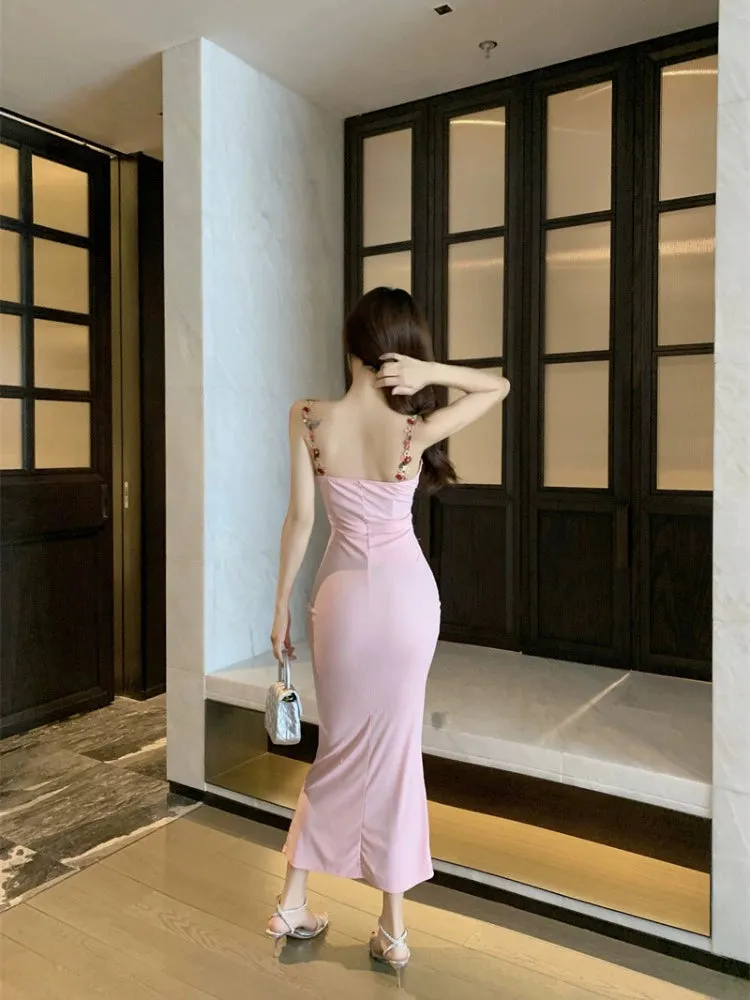 beautiful pink dress birthday dress long mermaid party dress      S5880
