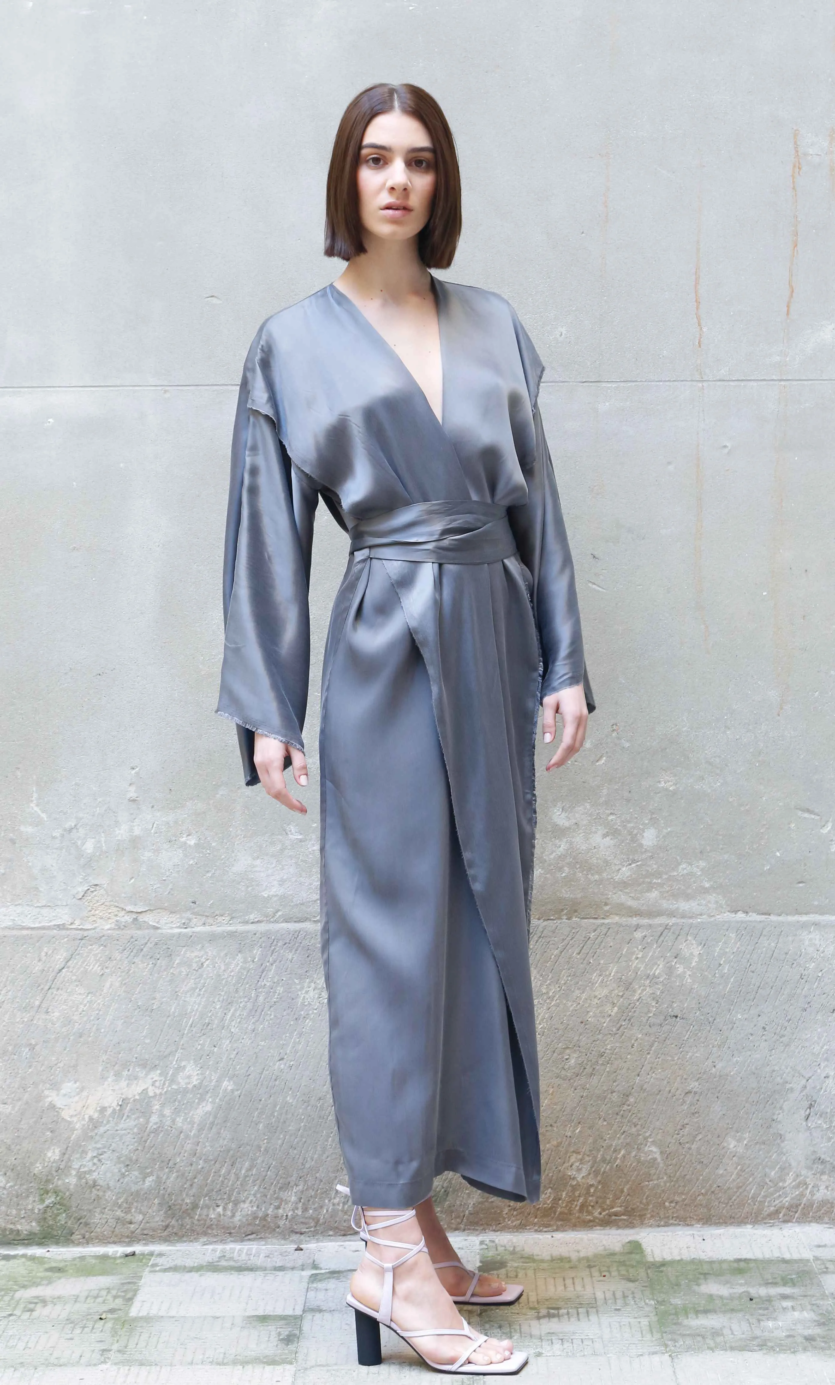 BEMBERG KIMONO WRAP DRESS