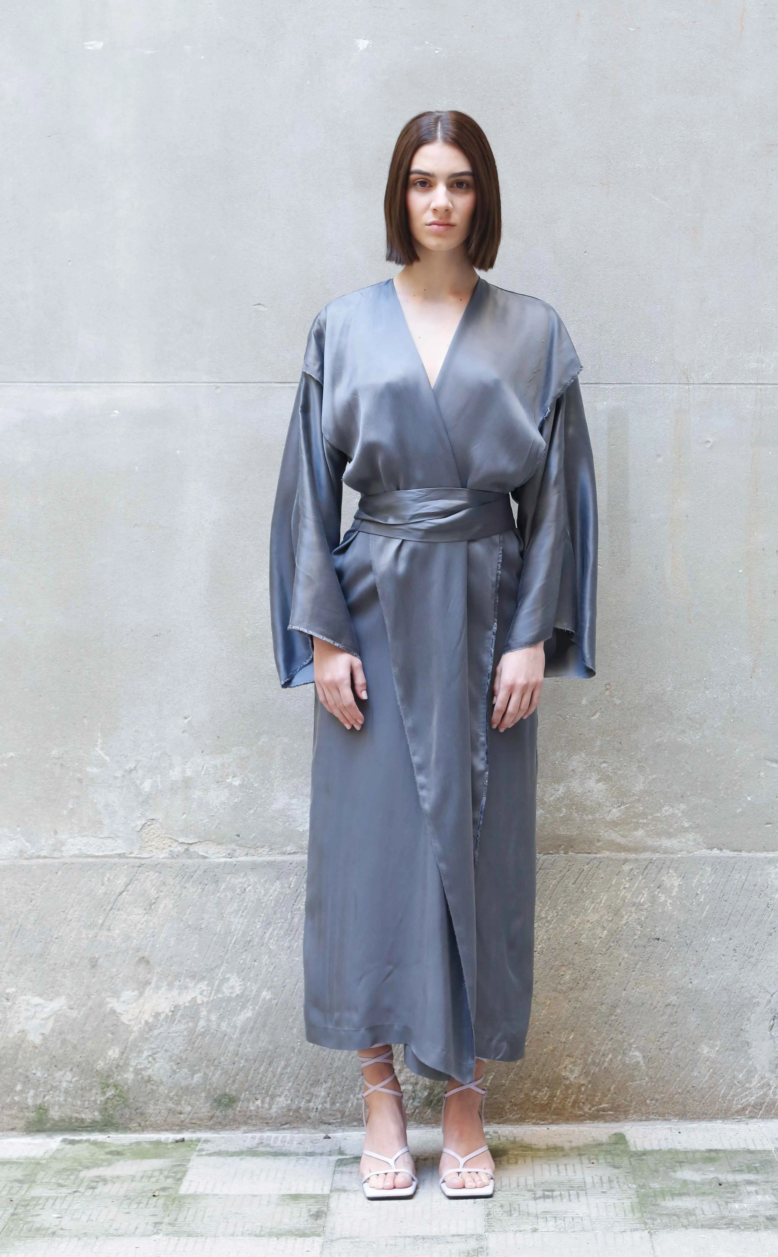 BEMBERG KIMONO WRAP DRESS