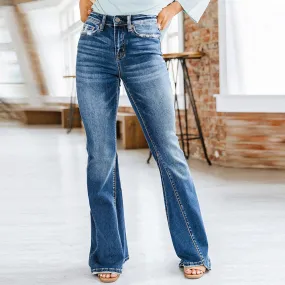 BerriesJam - New Split Panel Women's Denim Flared Pants