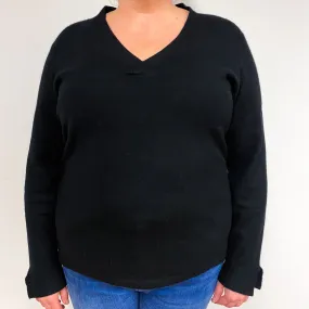 Black Cashmere V-Neck Jumper XXL