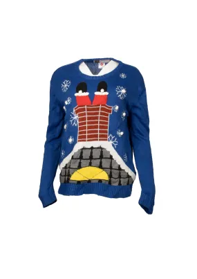 Blue Christmas Santa knitted long jumper
