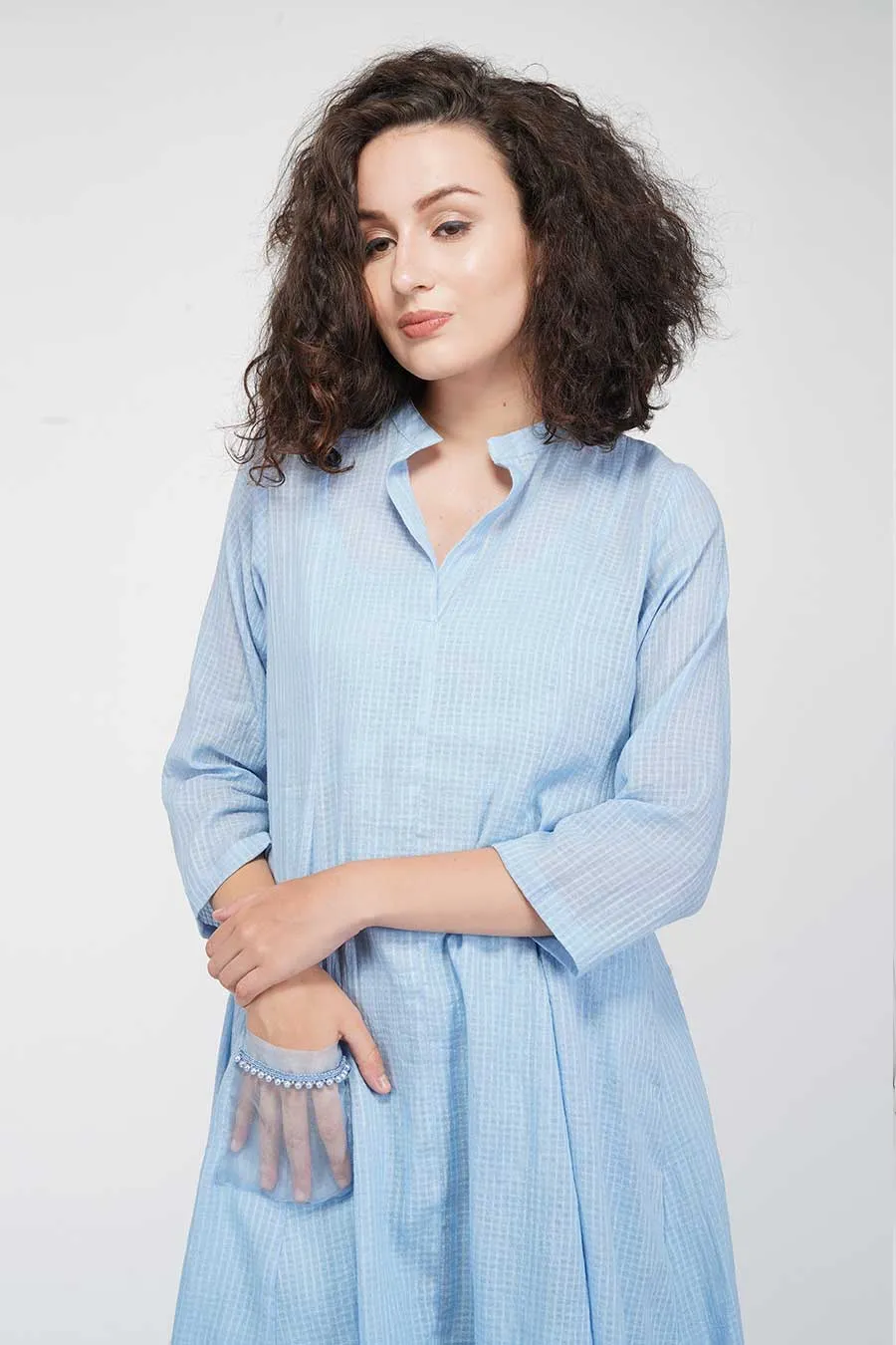 Blue Flared Kurta & Pants Set