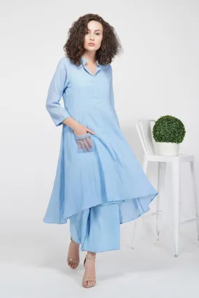 Blue Flared Kurta & Pants Set