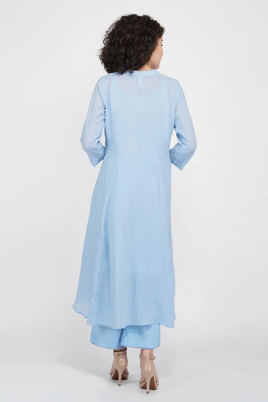 Blue Flared Kurta & Pants Set