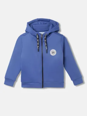 Blue Giraffe Boys Solid Full Sleeves Hooded Sweatshirt