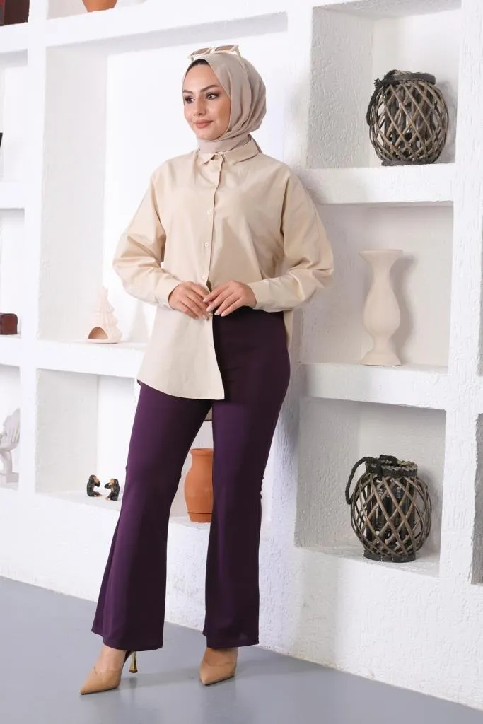 BNG Women Spanish Flare Fabric Pants Purple - Clermont