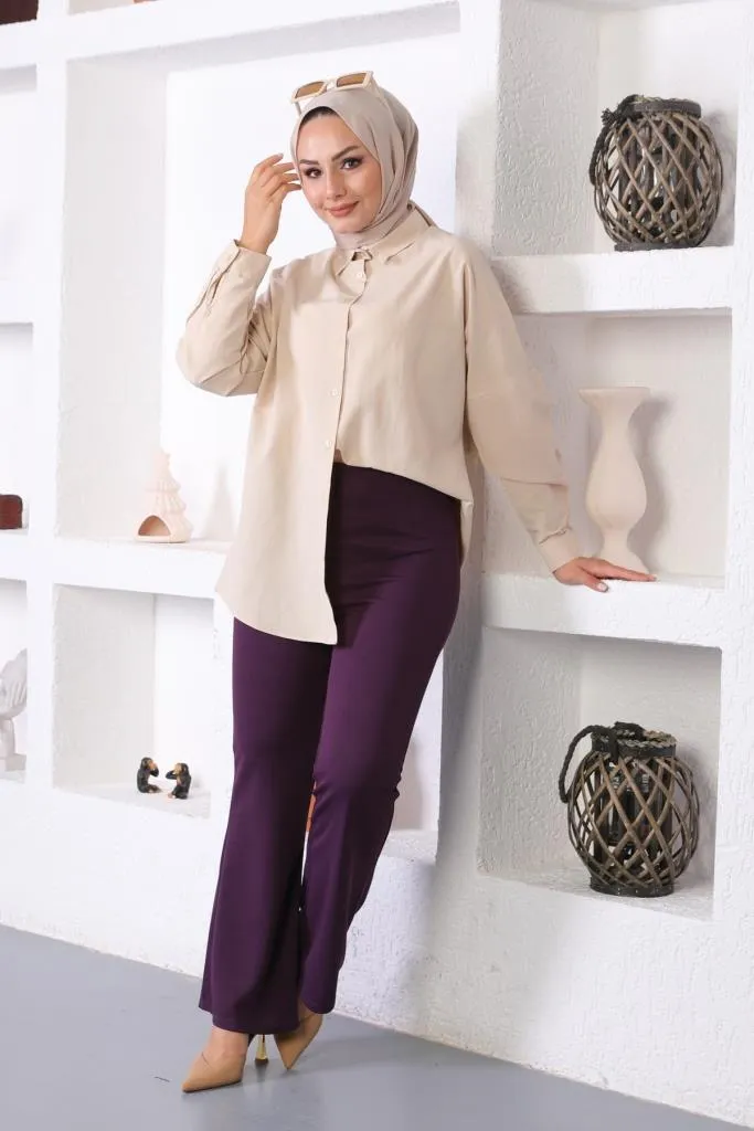 BNG Women Spanish Flare Fabric Pants Purple - Clermont