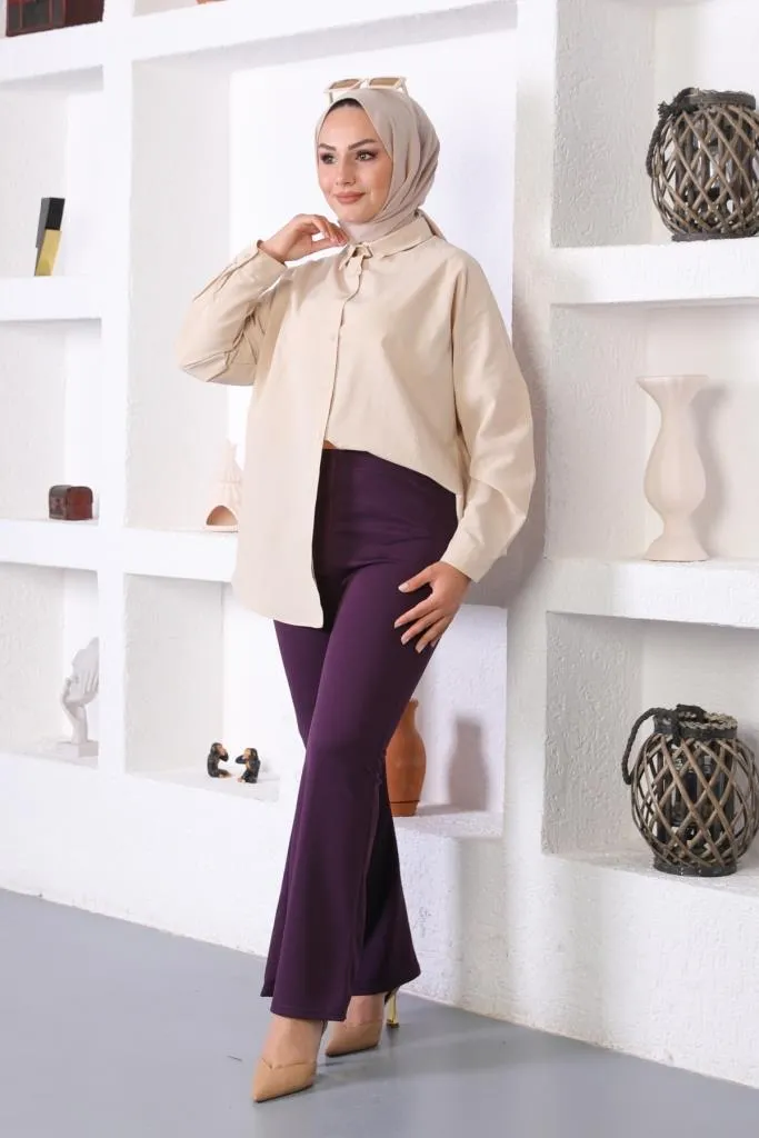 BNG Women Spanish Flare Fabric Pants Purple - Clermont