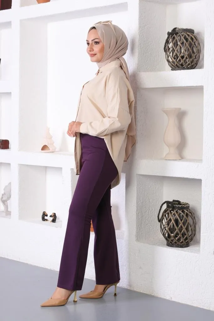 BNG Women Spanish Flare Fabric Pants Purple - Clermont